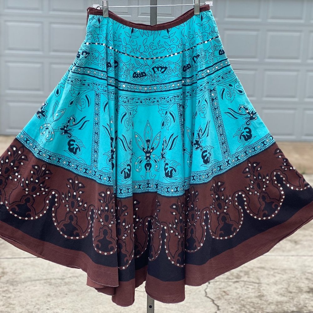 New Identity Cotton boho sequin summer skirt